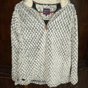 Simply Southern Gray Quilted Sherpa Fleece Quarter-Zip Pullover - Size Large